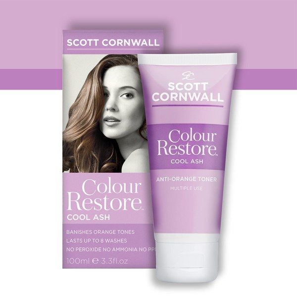 Scott Cornwall Color Restore Cool and Ashy Tones 100ml Anti-Orange Tones for Blonde, Bleached, Highlighted and Brunette Basic Hair PPD and Peroxide Free Vegan Blonde Hair Colour