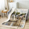 Feelyou Horse Sherpa Throw Blanket 3D Wild Animal Fleece Blanket