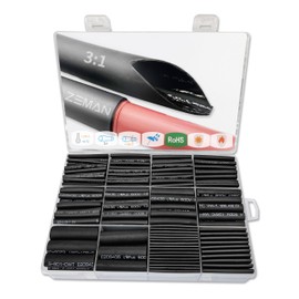 ZEMAN 3:1 408PCS Dual Wall Heat Shrink Tubing Kit - Adhesive Lined Waterproof Seal for Wire Connectors, Automotive, Marine - Insulated, Weatherproof -Black