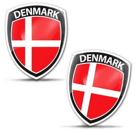 Skino EU 2 x 3D Gel Stickers Denmark Flag Badge Car Bicycle Motorcycle Tuning F 98