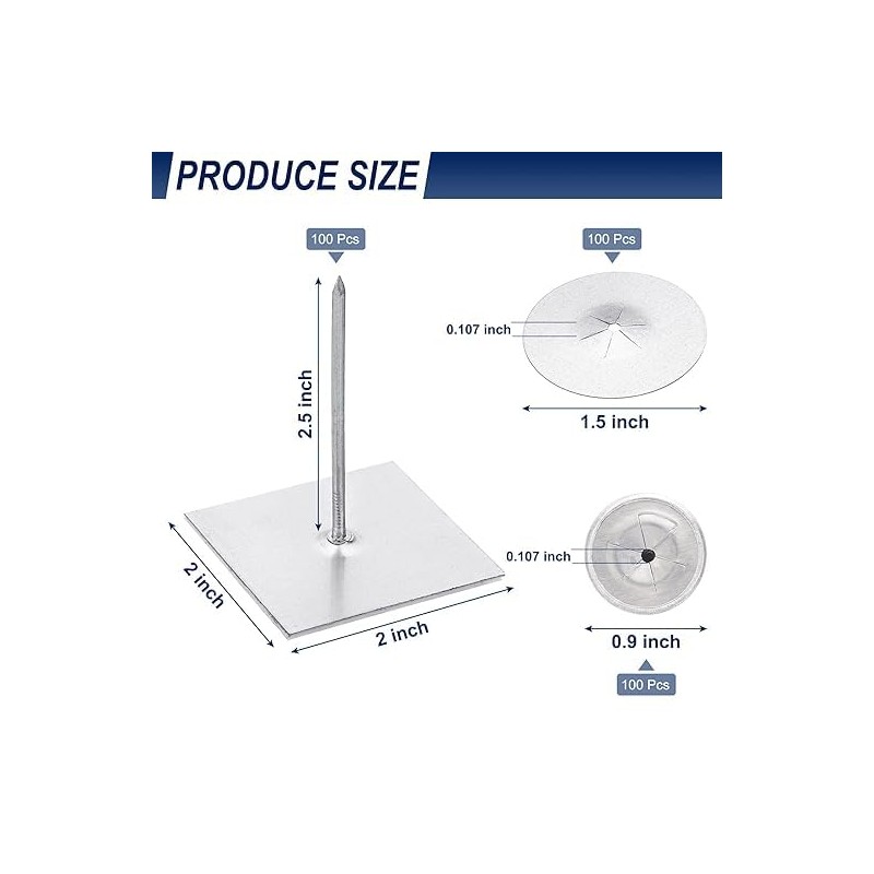 Self-Stick Insulation Pins 1-5/8 inches (100 pcs with 100 Self-Locking