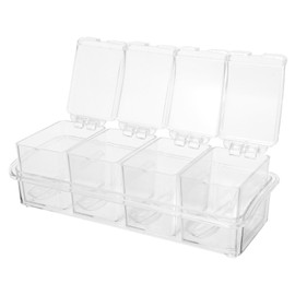 iplusmile 1 Set Clear Seasoning Box with Measuring Spoon Transparent Spice Pots for Sugar Salt Cinnamon and Condiments Moistureproof Storage Container with Tight Seal for Freshness