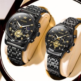 OLEVS Couple Watch His and Her Watch Set Mens Womens Matching Watch Diamond Romantic Valentine’s Day Chronograph Watch