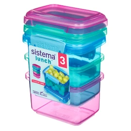 Sistema 3-Piece Food Storage Containers with Lids for Lunch, Meal Prep, and Leftovers, Dishwasher Safe, 1.6-Cup, 13.5oz