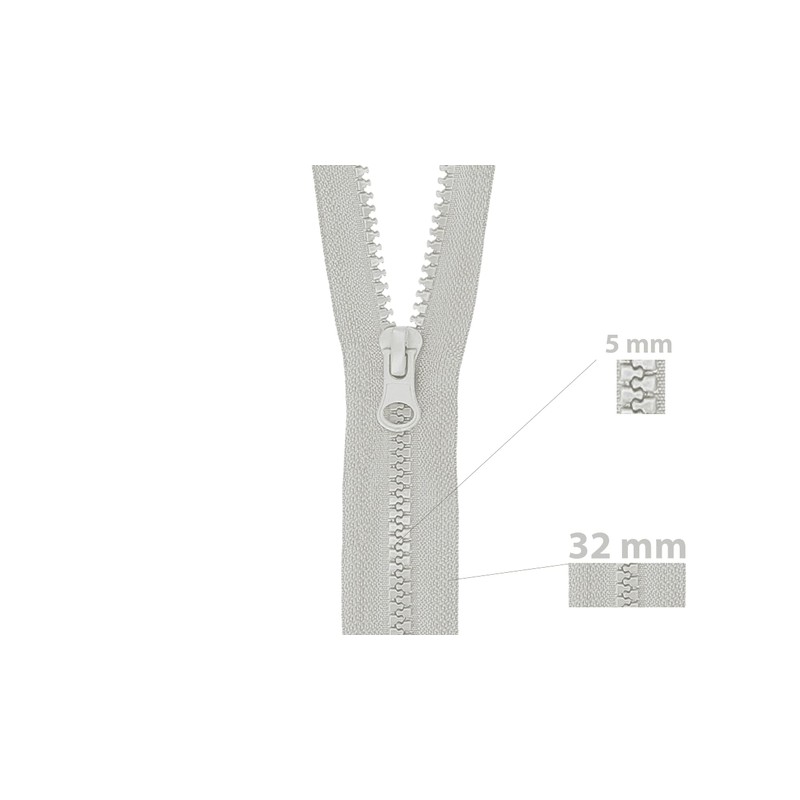 mumbi Zip Separable 5 mm 25 cm Grey Plastic Zips