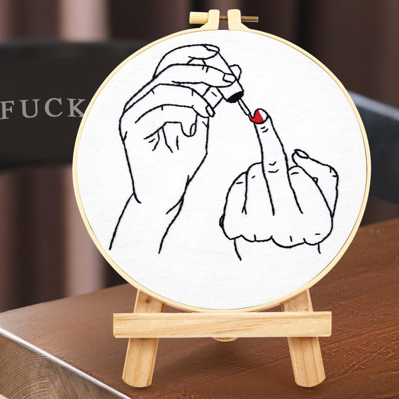 Crafmanoe Hand Embroidery Starter Kit for Beginners Adults, Counted Stamped