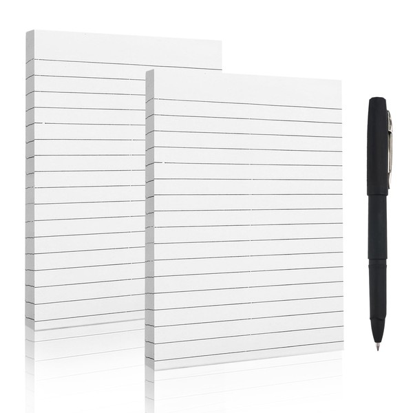 Deepton Karteikarten A6, 2 Stück Notizzettel Liniert Abreißbar und Stift,