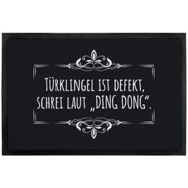 Funny Doormat Indoor & Outdoor - Doorbell is Broken, Ding Dong - Original Gift Idea | Cool Doormat | Front Door, Entrance Door | Christmas, Birthday, Office | Decoration (75 x 50 cm, Black)