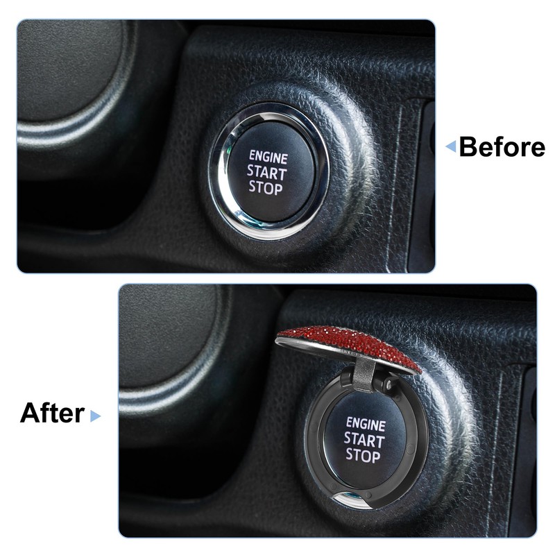 X AUTOHAUX Crown Pattern Car Start Stop Engine Button Cover