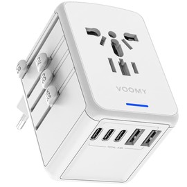 VOOMY Adapter for 170+ Landing, Travel Adapter USA with 2 USB A, Travel Plug with 3 USB C, Travel Adapter Worldwide with Quick Charge, Adapter Socket with Automatic Reset Electric Fuse