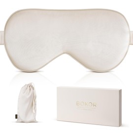BOKOR Adjustable Silk Sleep Eye Mask - FSA/HSA Approved Sleep Mask for Women and Men, Luxury Mulberry Silk Eye Cover, Light-Blocking Improve Sleep Quality, Gift Ready with Travel Bag - Champagne