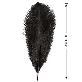 THARAHT Black Ostrich Feathers 12pcs Large Natural Bulk 16-18Inch 40cm-45cm for Wedding Party Centerpieces Halloween and Home Decoration Feathers