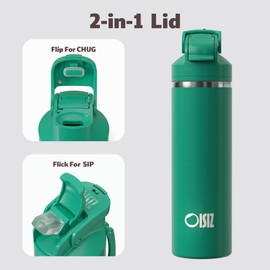 OISIZ Insulated Water Bottle 24 oz with 2-in-1 Straw and Spout Lid, Leakproof and BPA Free, Keep Cold 24H, Vacuum Stainless Steel Water Bottle for School, Travel and Sports, All Dishwasher Safe