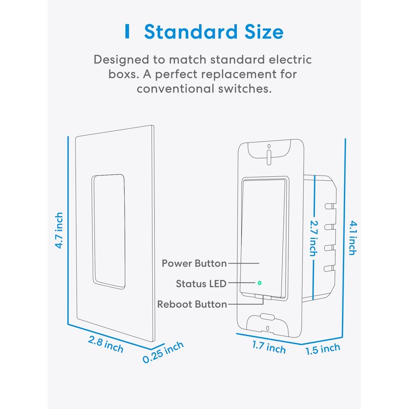 3 Way Smart Switch, Meross Smart Light Switch Compatible with