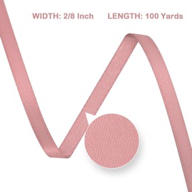 LoomJoyz Double Faced Dusty Pink Satin Ribbon 1/4 Inch × 100 Yards Satin Ribbon Ideal for Gift Wrapping Flower Bouquet Art Crafts Sewing Weddings Floral Arrangements & Bows