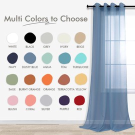 KOUFALL Dusty Blue Grommet Faux Linen Sheer Curtains 52x90 Inch Length