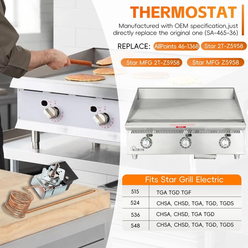 SA-465-36 Compatible Thermostat for Star Max Griddle
