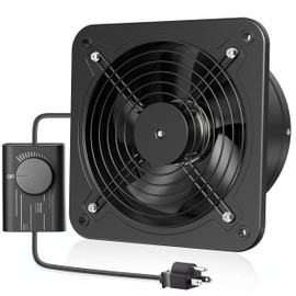 HG Power 10 Inch Exhaust Fan with Speed Controller, 567 CFM Kitchen Exhaust Fan with Damper, Metal Extractor Fan for Window, Attic, Ceiling, Basement Ventilation