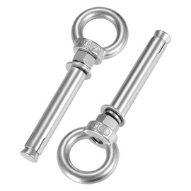 sourcing map M12 X 120 Expansion Eyebolt Eye Nut Screw with Ring 304 Stainless Steel Anchor Raw Bolts 2 Pcs