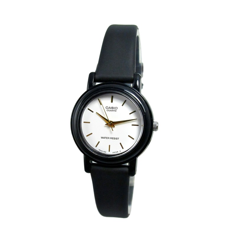 Casio Women's Core Black Resin Quartz Watch with White Dial,