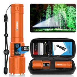 Rechargeable Flashlights High Lumens - Super Bright LED Tactical Flash Light, Powerful Waterproof Handheld USB C Flashlight for Camping,Emergencies,Home,5 Modes,Zoomable (1, Orange)