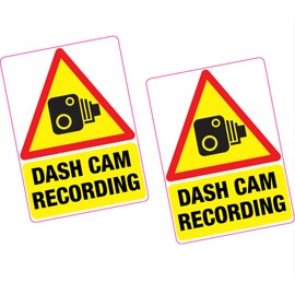 2 x Dash Cam Recording Vinyl Sticker 100x70mm Car Van Taxi Vehicle