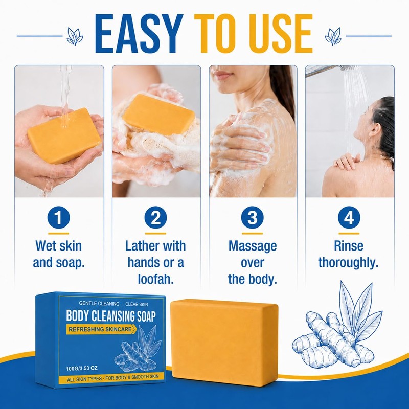 Turmeric Cleansing Soap Bar, Body Clarifying Oily Skin Bath Care