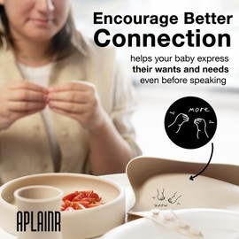 APLAINR - Babero de silicona para bebés y niños pequeños | Baberos impermeables de ajuste ajustable (más signo - crema)