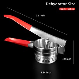 ZECARFA 13.5oz Stainless Steel Vegetable Squeezer, Non-Slip Red Silicone Handle, Metal Vegetable Water Squeezer Squeezing Vegetable Liquid