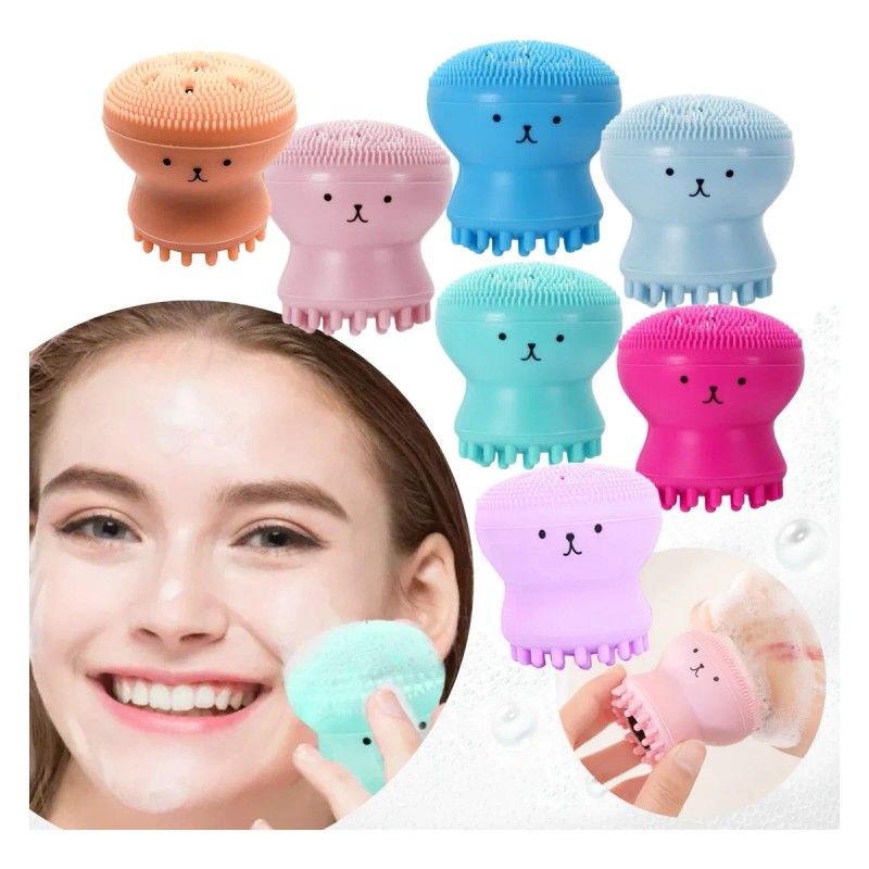 Cepillo Pulpo Masaje Exfoliante Facial Silicona Pack 12pz F