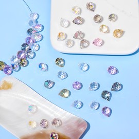 Crystal Beads, 50pcs Glass Beads, Assorted Crystal Beads for Jewelry Making, Shiny Teardrop Shape Jewelry Beads Glass Beads Bulk for DIY Craft Necklace Bracelet Earring(8x10mm, Brown)