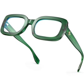 VISOONE Rectangle Blue Light Blocking Glasses Thick Square Frame Computer Glasses Vintage Women Men Harmony