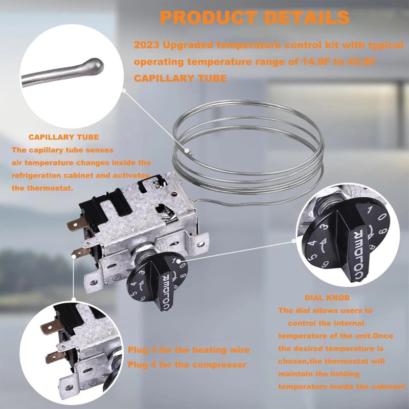 Iexcauw 800393 Refrigerator Temperature Control Kit,Compatible with True Silver