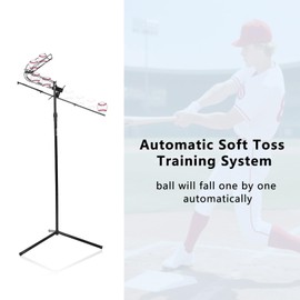 BGOJAB Baseball Soft Toss Pitching Machine | Training System, Support Auto & Manual Ball Drop, Height Adjustable, Hold Up to 10 Balls, Baseball Hitting Swing Trainer for All Ages and Skill
