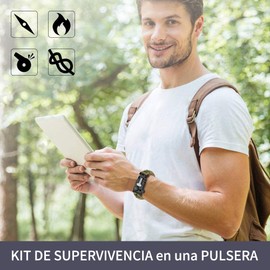 2 Piezas Pulsera de Supervivencia Paracord, Brazalete TáCtico 5 En 1 con Cuerda De ParacaíDas, Con Cuerda de Paracaídas, Silbato, Brújula, Pedernal Iniciador de Fuego y Raspador, Para Viajar y Acampar