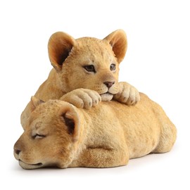 5.13 Inch Loving Lion Cubs Decorative Statue Figurine, Beige and Tan