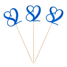 Blue Glitter 82nd Birthday Centerpiece Sticks, 12-Pack Number 82 Table Topper Anniversary Party Decorations