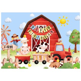XEYSM 7X5FT Farm Backdrop Farm Birthday Backdrop Farm Barn Door Backdrop Photography Birthday Party Banner Photo Studio Props XY56