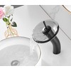 Waterfall Black Bathroom Vessel Faucet Glass Spout 360° Swivel Single