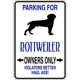 Decals - Parking for Rottweiler -Color=AS Seen - Size=9"X18" -Parking Signs - Picture Art - Peel & Stick Vinyl Wall Sticker