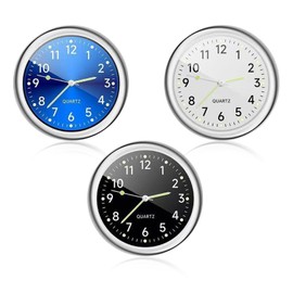 Set of 3 Car Clock Mini Clock Digital Clock for Dashboard in Car Quartz Clock for Car Clock for Sticking on the Dashboard for Car Decoration Universal and Luminous