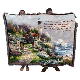 Coastal Splendor - I Am The Light of The World Whoever Follows Me Will Never Walk in Darkness - Scriptures - John 8:12 - James Lee - Cotton Woven Blanket Throw - Made in The USA (72x54)