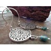 Large delicate mandala and blue crystal: cut-out, long hook earrings