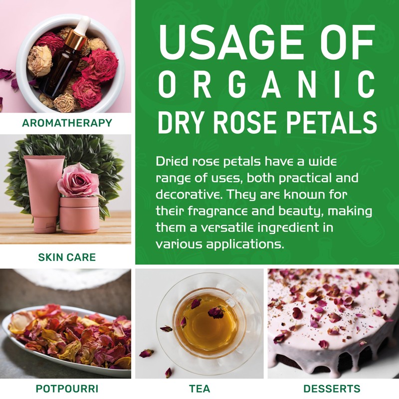 Jiva USDA Organic Dried Red Rose Petals 6 Oz (170g)