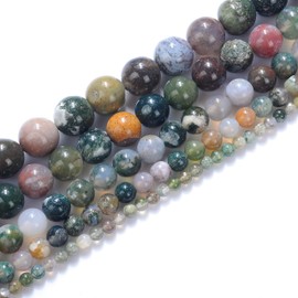 Natural Stone Beads 8mm Indian Agate Gemstone Round Loose Beads Crystal Energy Stone Healing Power for Jewelry Making DIY,1 Strand 15"