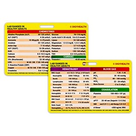 Silver Maple Leaf Lab Values Medical Data Card for Nurses & Nursing Students - Double-Sided Cheat Chart Reference Card
