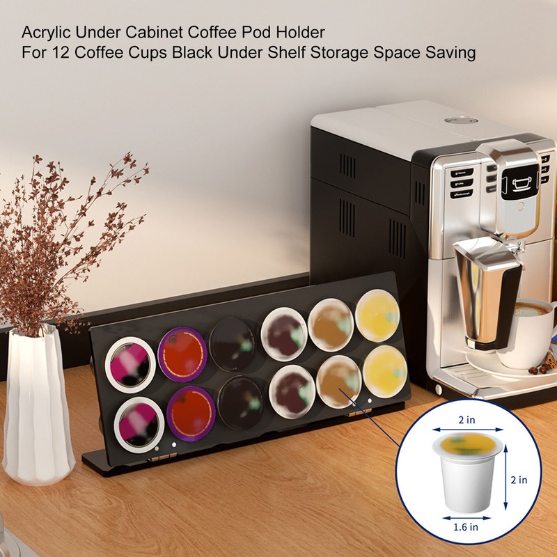 Wall Mounted Coffee Pod Holder Space Saving Under Counter Cabinet