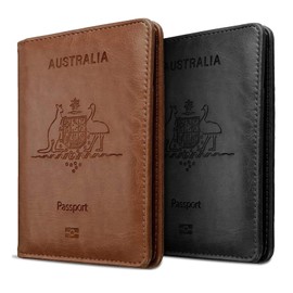 2Pcs Leather Case Passport Holder Cover Wallet Case Passport Travelling Wallet Holder ID Credit Cards Cover Case for Boarding Passes(Brown and Black)