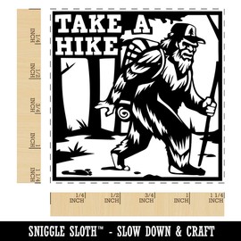 Take A Hike Bigfoot Hiking Hiker with Backpack Square Rubber Stamp for Stamping Crafting - 1.25in Small