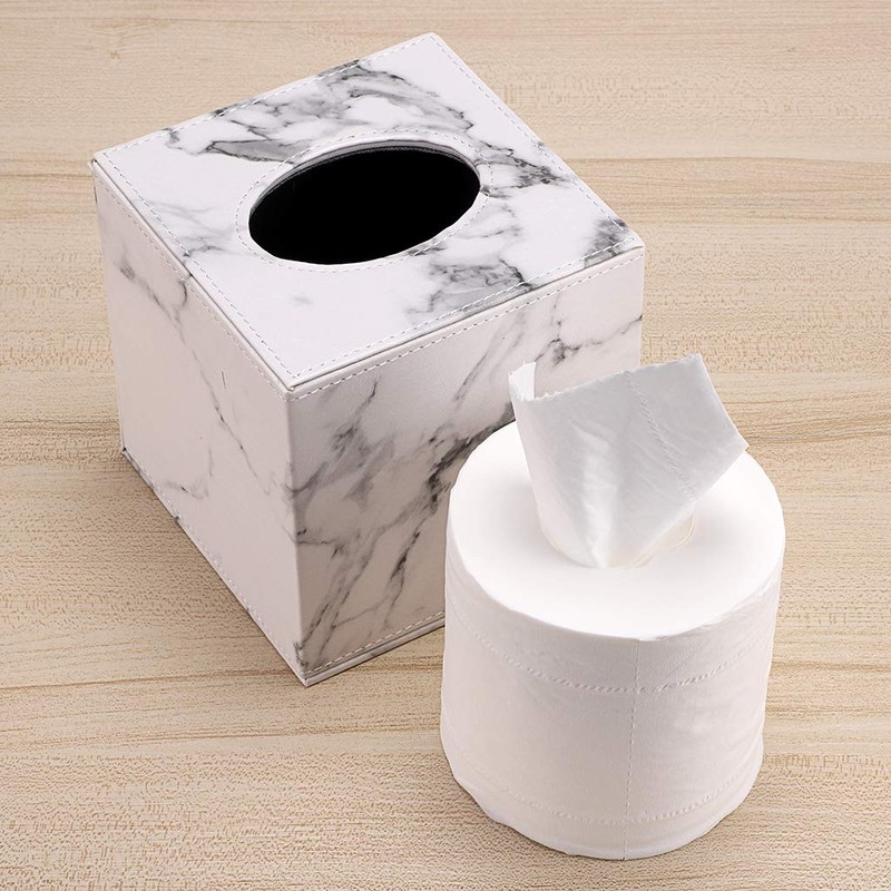 BSTKEY PU Leather Household Office Cube Square Tissue Paper Holder